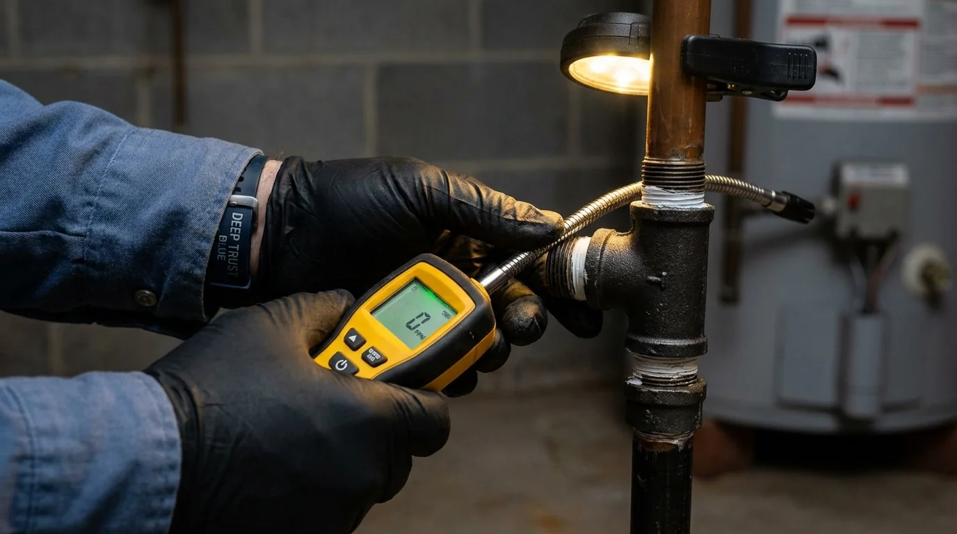 Gas leak detection with electronic sniffer by Johns Plumbing LLC in Palo Pinto
